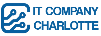 IT Company Charlotte official logo with blue tech icon and modern text, offering IT services, managed IT, cybersecurity, and web solutions in Charlotte NC